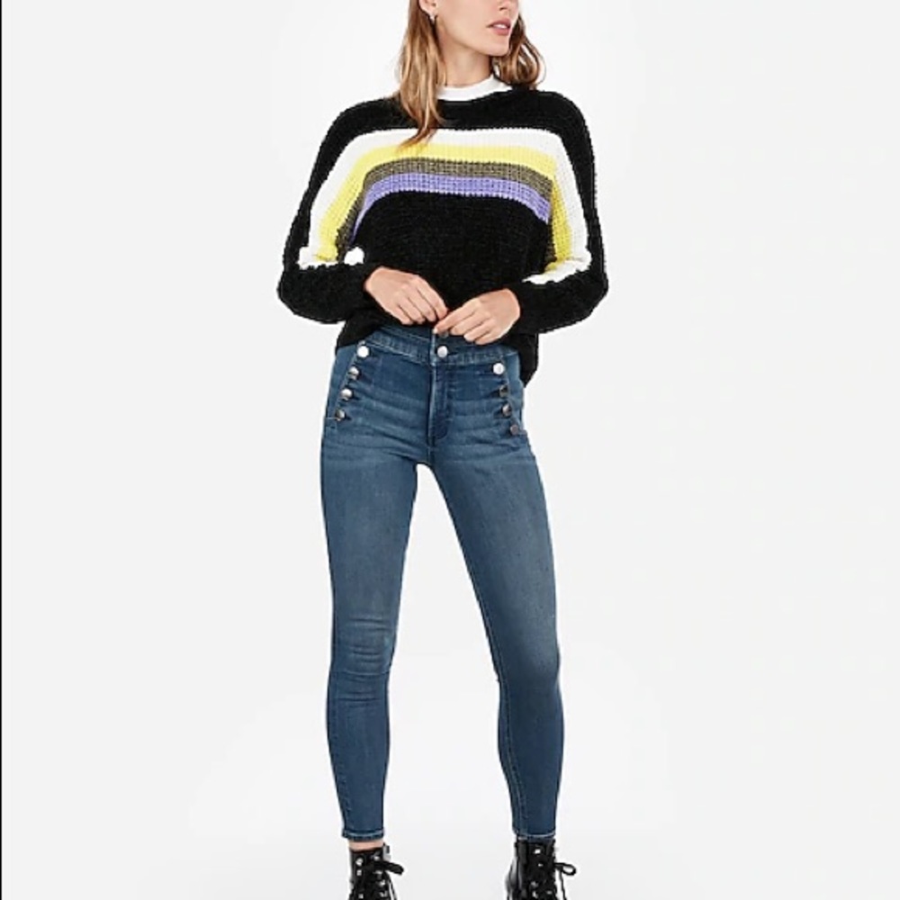 Express Super High Waisted Denim Perfect Jean - Button Fly